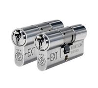 UAP Limited Uap Freezeguard Ts007 3 Star Keyed Alike Euro Cylinder Lock Pair, Barrel Locks - 100mm (50/50) - 5 Keys, All Door Types, Chrome