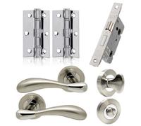 UAP Limited Uap Hornet Lever On Rose Door Handles Pair Complete Bathroom Set In Silver Finish