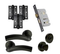 UAP Limited Uap Jade Lever On Rose Bathroom Door Handles Pair Complete Set In Gun Metal Grey