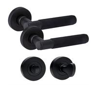 UAP Limited Uap Knurled Internal Door Handles Pair With Turn & Release Bathroom Pack Matte Black