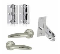 UAP Limited Uap Lancer Lever On Rose Internal Door Handles Pair Latch Pack With Hinges And Tubular Latch Polished Chrome/satin Nickel