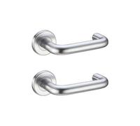 UAP Limited Uap Lever On Round Rose Door Handle Pair In Grade 201 Stainless Steel With Dia Rtd Design For Internal Doors