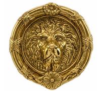 UAP Limited Uap Lion Head 6" Round Polished Brass Gold Door Knocker For Front Doors With Fixings