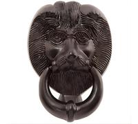 UAP Limited Uap Lion Head Door Knocker 6" Solid Brass Polished Black Powder Coated For Front Door With Fixings