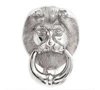 UAP Limited Uap Lion Head Door Knocker 6" Solid Brass Polished Chrome Powder Coated For Front Door With Fixings