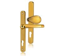 UAP Limited Uap Offset Lever Pad Front Door Handles - All Door Types - 243mm Backplate - 62/92mm Pz Centres - Stainless Steel Pvd Gold