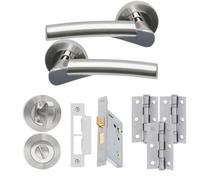 UAP Limited Uap Ruby Internal Door Handles Bathroom Pack With 65mm Lock Hinges Escutcheon Polished/satin Chrome
