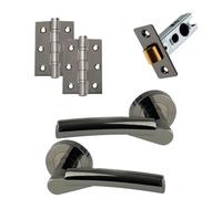 UAP Limited Uap Ruby Lever On Rose Internal Door Handles Pair Latch Pack With Hinges And Tubular Latch Polished Chrome/satin Nickel