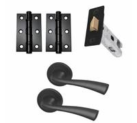 UAP Limited Uap Scimitar Lever On Rose Internal Door Handles Pair Latch Pack With Hinges And Tubular Latch Metal Grey