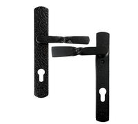UAP Limited Uap Traditional Black Cast Iron External Door Handles Pair 92mm Centres 243mm Backplate Euro Lock