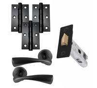 UAP Limited Uap Truro Lever On Rose Internal Door Handles Pair Latch Pack With Hinges And Tubular Latch Matt Black