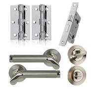 UAP Limited Uap Ventura Lever On Rose Door Handles Pair Complete Bathroom Set Polished And Satin Nickel