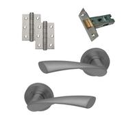 UAP Limited Uap Zeta Lever On Rose Door Handle Set - Complete Latch Pack - Satin Nickel Finish