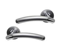 UAP Lincoln Lever on Round Rose Internal Door Handles Pair 150mm x 51mm Bolt Through Fixing for Residential and Commercial Use in Dual Chrome Finish