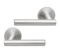 UAP Lynx Internal Door Handles On Round Rose, Satin Chrome Lift & Lock Lever Handles for Interior Wooden Doors, Keyless Pair