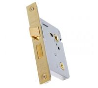 UAP Mortice Bathroom Lock 65mm - Mortice Door Lock Thumbturn Locking Door Security for Bathroom, Door Latch Mortice Lock for Internal Wooden Doors (Evershine Brass - 65mm)