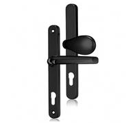 UAP Offset Lever Pad Front Door Handles Centres in Aluminium, Black | All Door Types, 243mm Backplate, 62/92 PZ, External Door Handles