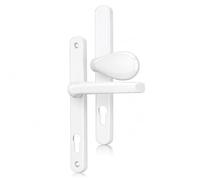 UAP Offset Lever Pad Front Door Handles Centres in Aluminium, White | All Door Types, 243mm Backplate, 62/92 PZ, External Door Handles