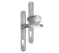 UAP Offset Lever Pad Front Door Handles Centres, Satin Stainless Steel | All Door Types, 243mm Backplate, 62/92mm PZ Centres, External Door Handles