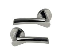 UAP Ruby Internal Door Handles On Round Rose, Polished Chrome Lift & Lock Lever Handles for Interior Wooden Doors, Keyless Pair