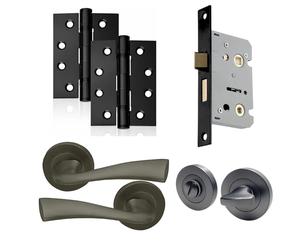 UAP Scimitar Intenral Door Handles Pair with Complete Bathroom Pack