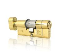 UAP Thumb Turn Euro Cylinder Lock - 3* Kitemarked Euro Cylinder - Door Barrel Lock with 5 Keys Suitable for All Doors - Anti-Snap, Bump, Drill (90mm 45/45) (Brass)