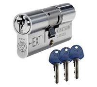 UAP TS007 3 Star Euro Cylinder Lock, 3 Keys (Chrome, 45EX/50 (95mm))