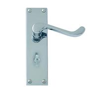 UAP Victorian Scroll Bathroom Door Handles with Lock - Internal Door Handles Set with Privacy Turn - Elegant Heavy-Duty Hardware for Wooden Doors, Classic Design for Home & WC (Chrome Plated)