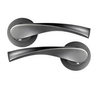 UAP Zeta Internal Door Handles On Round Rose, Grey Lever Handles for Interior Wooden Doors, Keyless Pair