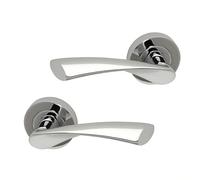 UAP Zeta Internal Door Handles On Round Rose, Satin Chrome Lever Handles for Interior Wooden Doors, Keyless Pair