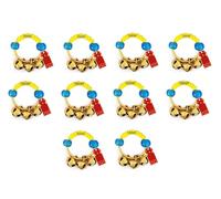 UAPAN Brass Yellow Rubber Kadi Brass Ghungroos for Bhajan Clapping Finger Ring Gifting Small Bells For Lord Godess God Ganapati Pooja Aarti Ganesh Pooja Celebration (5 Pair)