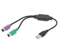 UAPS12-BK Adapter USB 2.0 PS/2 Female x2, USB A Male 0.3m Black GEMBIRD