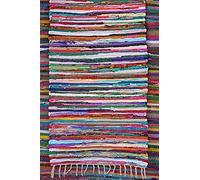 UAREHOME 100% Recycled Cotton Handmade Mat Multi Coloured Chindi Floor Rag Rug (Chindi70X140)