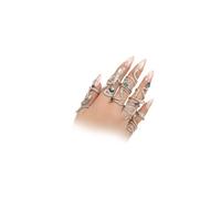 Uarein Chunky Silver Knuckle Rings for Women Trendy Rhinestone Snake Stacking Rings Y2k Geometric Heart Crystal Midi Finger Rings Statement Jewelry Gifts, Metal, Rhinestone