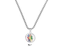 Uarein Colorful Hand Painted Flower Pendant Necklace.Simple Sunflower Pendant Necklace Bohemian Necklaces Fashion Jewelry Gifts for Women Men, Titanium steel, titanium steel