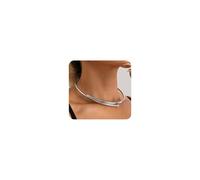 Uarein Stainless Steel Collar Necklace for Women Men Minimalist Open Cuff Clavicle Necklace Adjustable African Geometric Metal Choker Statement Jewelry Gifts, L, Stainless Steel, No Gemstone