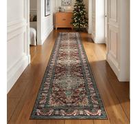 U'Artlines 2' x 12' Boho Hallway Runner Rug, Washable Carpet, Rust＆Teal
