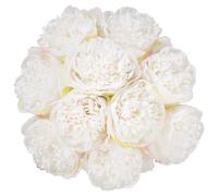 U'Artlines 20Heads Artificial Peony Silk Flower Leaf Home Office Wedding Party Festival Bar Decor (Cream White)