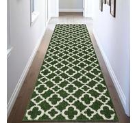 U'Artlines Long Runner Rug for Hallway 2×8feet Non Slip Kitchen Floor Carpet Runners Green Geometric Pattern Machine Washable Area Rug for Entryway Bathroom