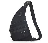 Uaskmeyt Sling Bag Anti-Thief Crossbody Personal Pocket Bag, Lightweight Chest Shoulder Backpack Belt Pack for Sport Travel, Black, L