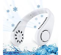 Uaste 3000mAh Neck Fan, Portable Mini Wireless Electric Fan with 3/5 Speeds, 360° Airflow Air Conditioner Cooler, USB Rechargeable Silent Bladeless for Sports, Indoor and Outdoor (3 White) (MAC-528)