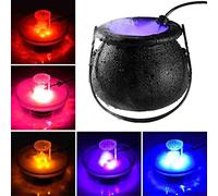 Uaste Halloween Black Cauldron with Fog Maker - Spooky Witch Jar Atomizer and Party Fog Maker - 12 Color Changing LED Lights for Halloween Decorations and Ambiance