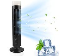Uaste Portable Tower Fan - Bladeless Tower Cooling Fan - USB Charging - 2 Wind Speed Modes - Mini Standing Air Conditioner - Ideal for Home, Bedroom, Indoor, Desktop, and Office Use (Black) (MAC-705)
