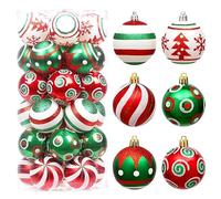 Uaste Set of 30 - Christmas Tree Bauble Ornaments - Elegant Hanging Pendants for Festive Home Decor, Parties, Weddings & Xmas Gifts - 5 Unique Ball Designs Included (B)