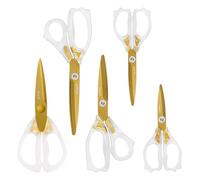 Uaugulft Acrylic Scissors Set, Sharp Titanium Coating Blades with Ergonomic ABS Handle, Set of 5, Suitable for Sewing and Household, Clear and Gold-Toned