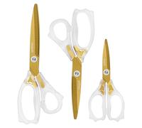 Uaugulft Acrylic Scissors, Sharp Titanium Coating Blades with Ergonomic ABS Handle, Multi-Purpose Scissors Set of 3, Suitable for Sewing and Household, Clear and Gold-Toned