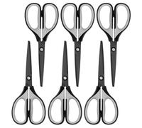 Uaugulft Scissors, Stainless Steel Professional Multi-Purpose Scissors with with Titanium Coated Blades, Soft Grip Handle, Grey Black, 6 Pieces Set