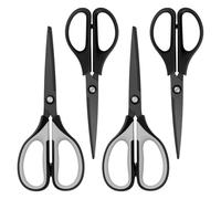 Uaugulft Scissors, Stainless Steel Professional Multi-Purpose Scissors with with Titanium Coated Blades, Soft Grip Handle, Grey Black/All Black, 4 Pieces Set