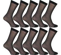 Uaussi 10 Pairs Mens Ultra Thin Dress Socks Silk Sheer Business Socks Soft Nylon Work Trouser Sox Mid Calf