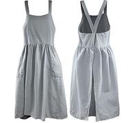 Uaussi Cotton Linen Apron Cross Back Work Apron for Women with Pockets Pinafore Dress X Cross Halter Apron for Chef Gardening, Grey, One Size: Style1